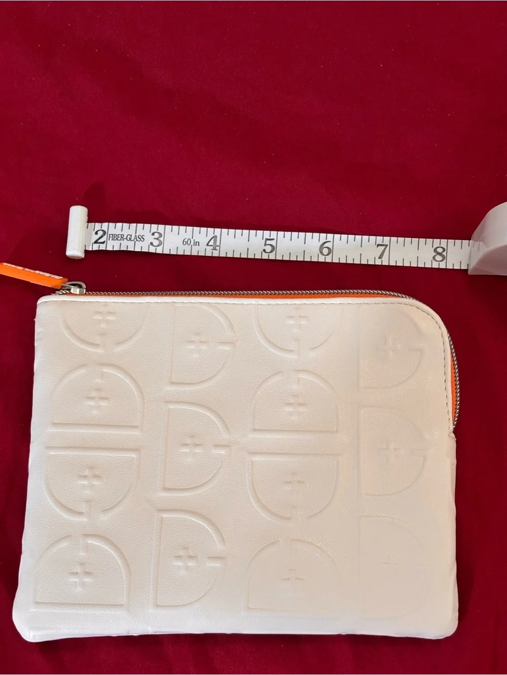 Dr Dennis Gross Skincare Bag WhiteOrange Zip Pouch. Brand New.